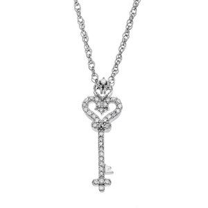 Diamond & Silver Key Necklace
